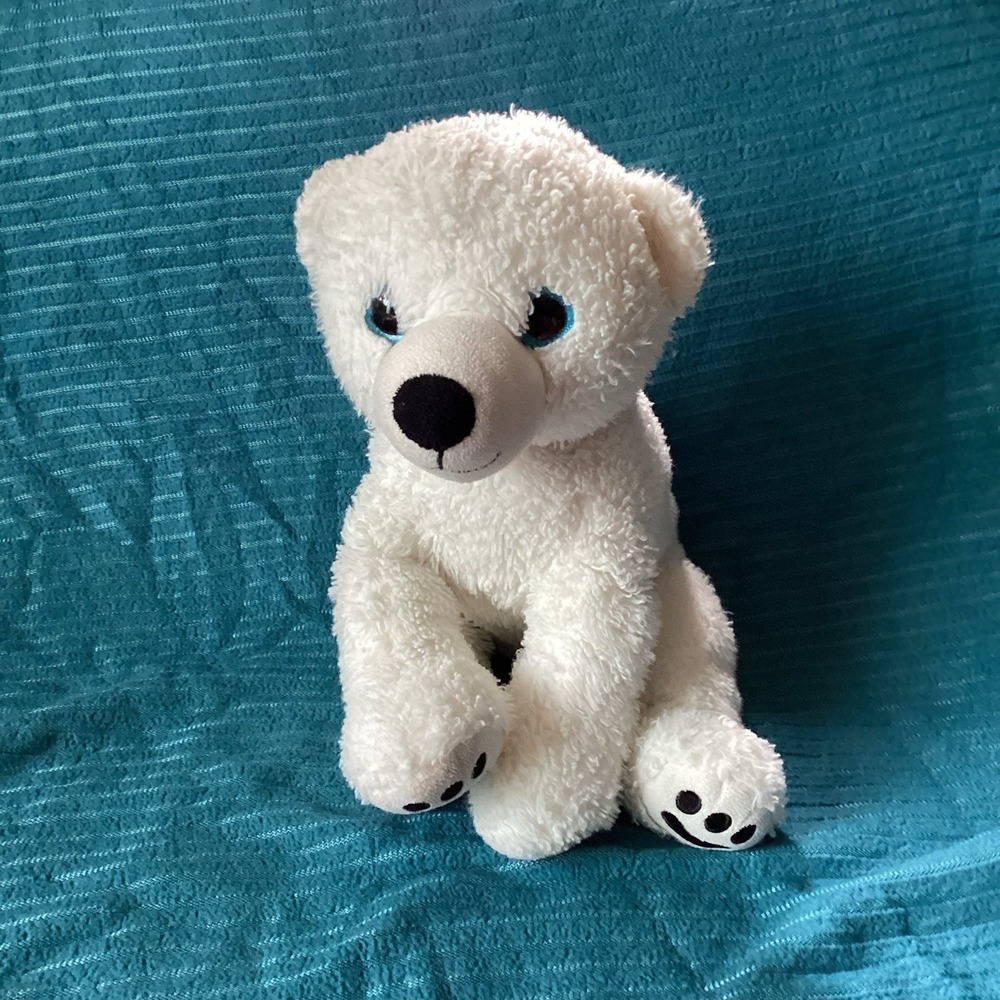 2001 Bear Factory White Polar Bear Blue Eyes Vintage Plush- Missing Weights